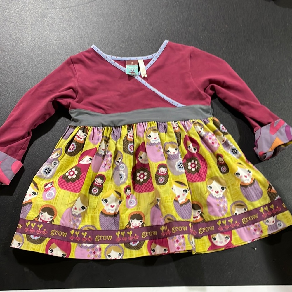girls Matilda Jane top, size 4, maroon and patterned